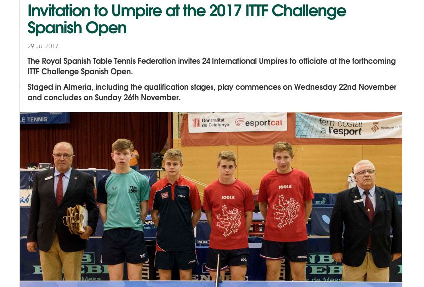 Captura de pantalla de la Web de la ITTF.