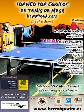 Cartel de la Tercera edición del Campeonato de Tenis de Mesa por equipos Villa de Hermigua